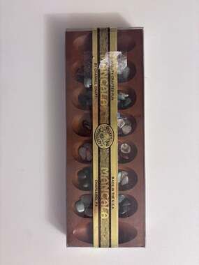 Vintage Channel Craft Wooden Mancala Game with Polished Gemstone Playing Pieces